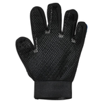Black glove with textured palm on a white background