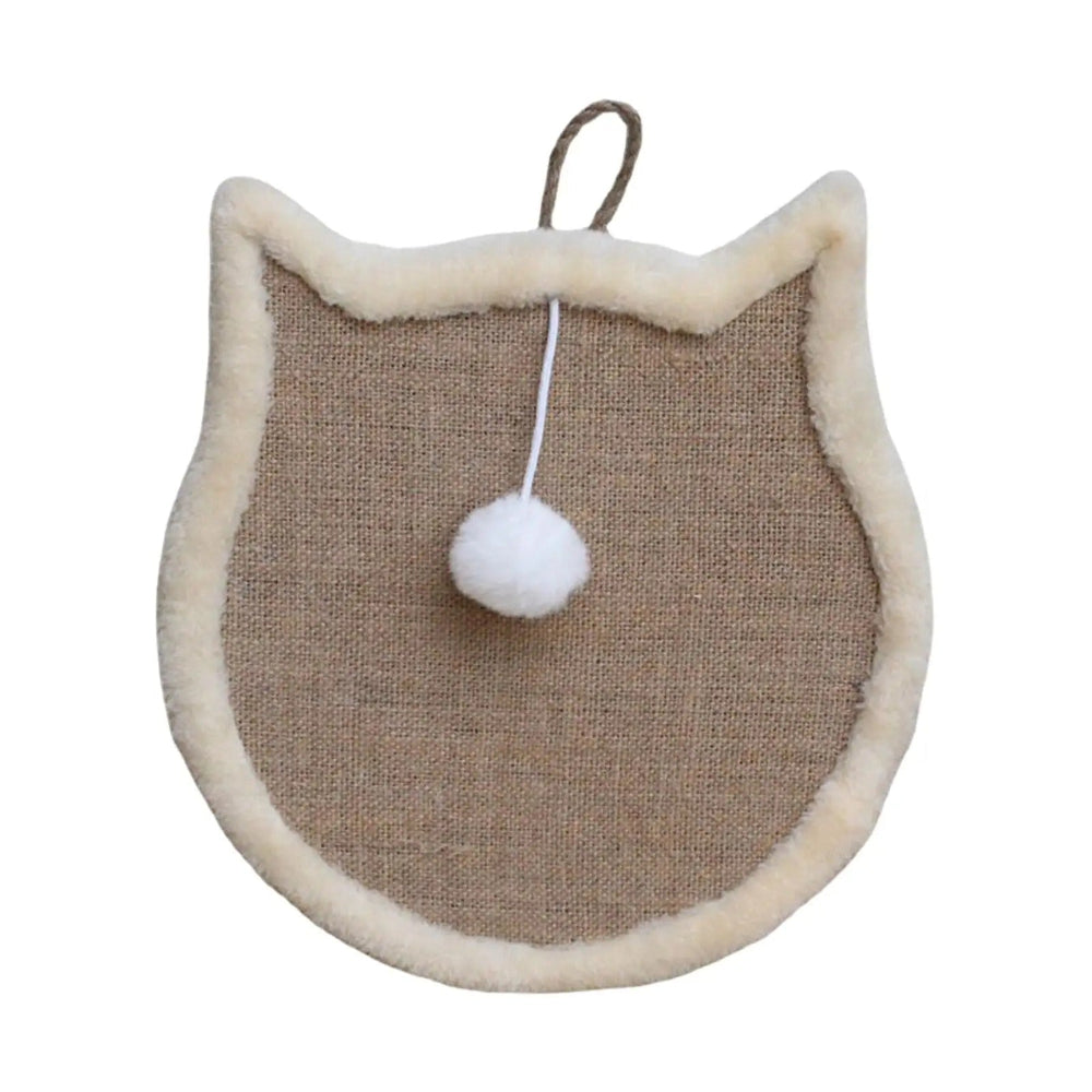 Cat-shaped toy with a white ball on a white background