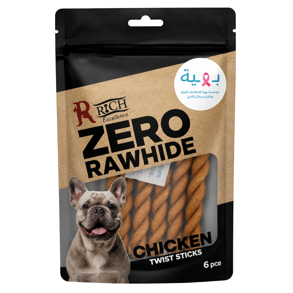 Rich Zero Rawhide Chicken Twist Sticks 6Pes