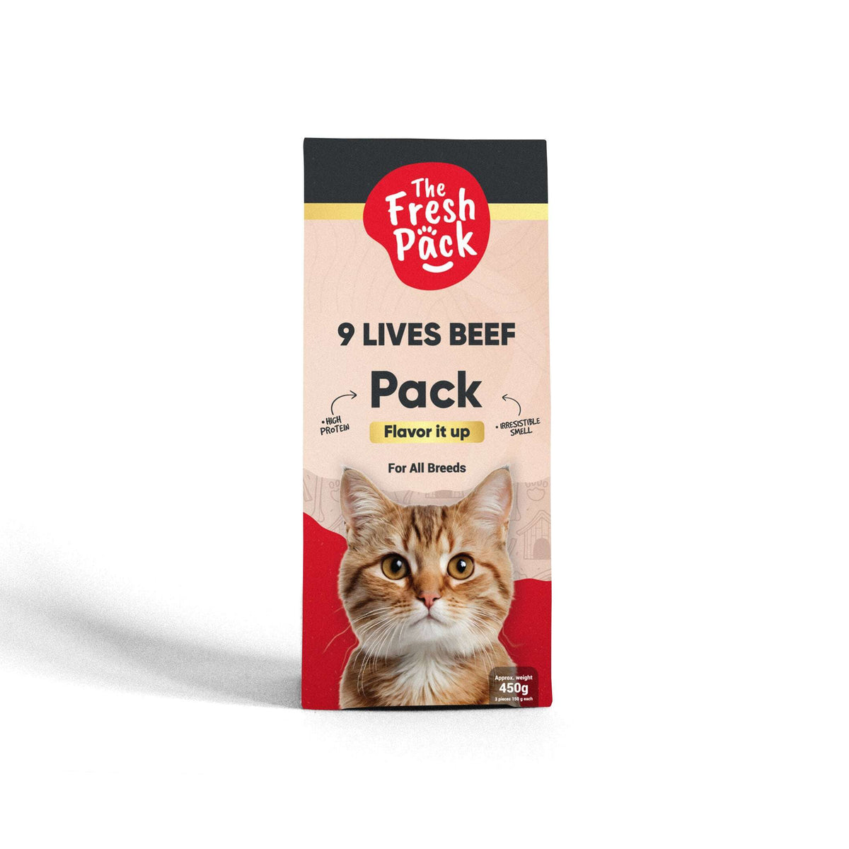 The Fresh Pack 9 Lives Beef For cats - "UMAMI" 450 Grams.