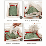 Step-by-step instructions for using a litter box with images of each step.