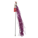 Cat toy with purple tinsel on a white background