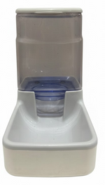 Pet water fountain with blue drinking bowl on a white background