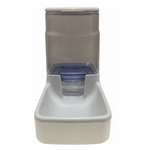 Pet water fountain with blue drinking bowl on a white background