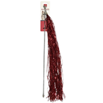 Cat toy with red tinsel on a white background