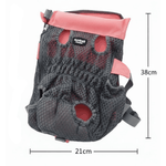 Pet carrier with dimensions labeled on a white background