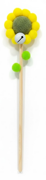 Toy with a sunflower design on a stick against a white background
