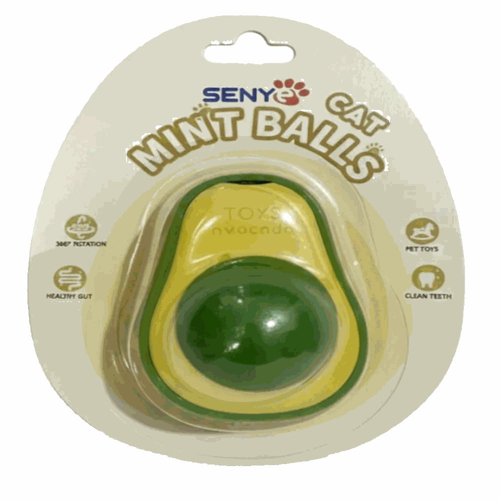 Cat toy in packaging with 'SENY' branding on a white background