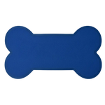 Blue bone-shaped mat on a white background