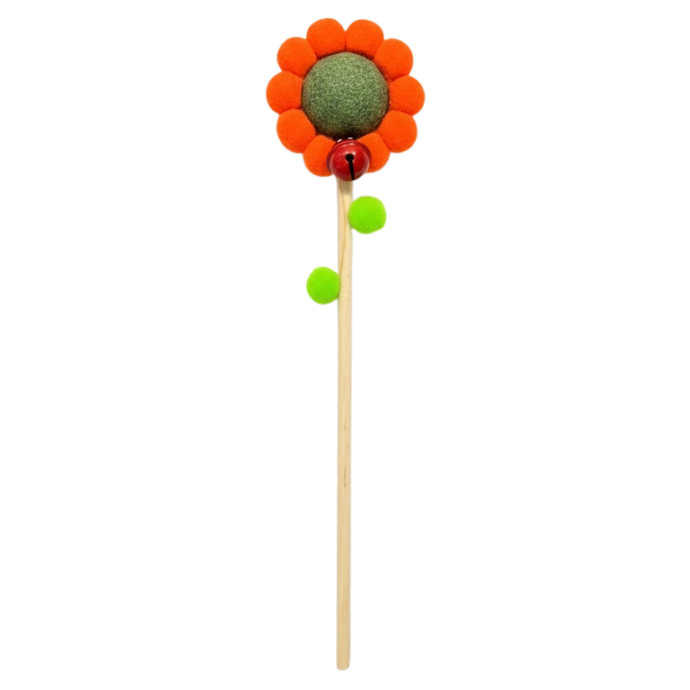 Decorative lollipop with orange flower design on a white background