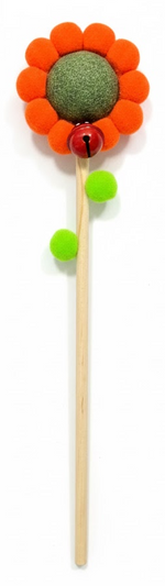 Decorative lollipop with orange flower design on a white background