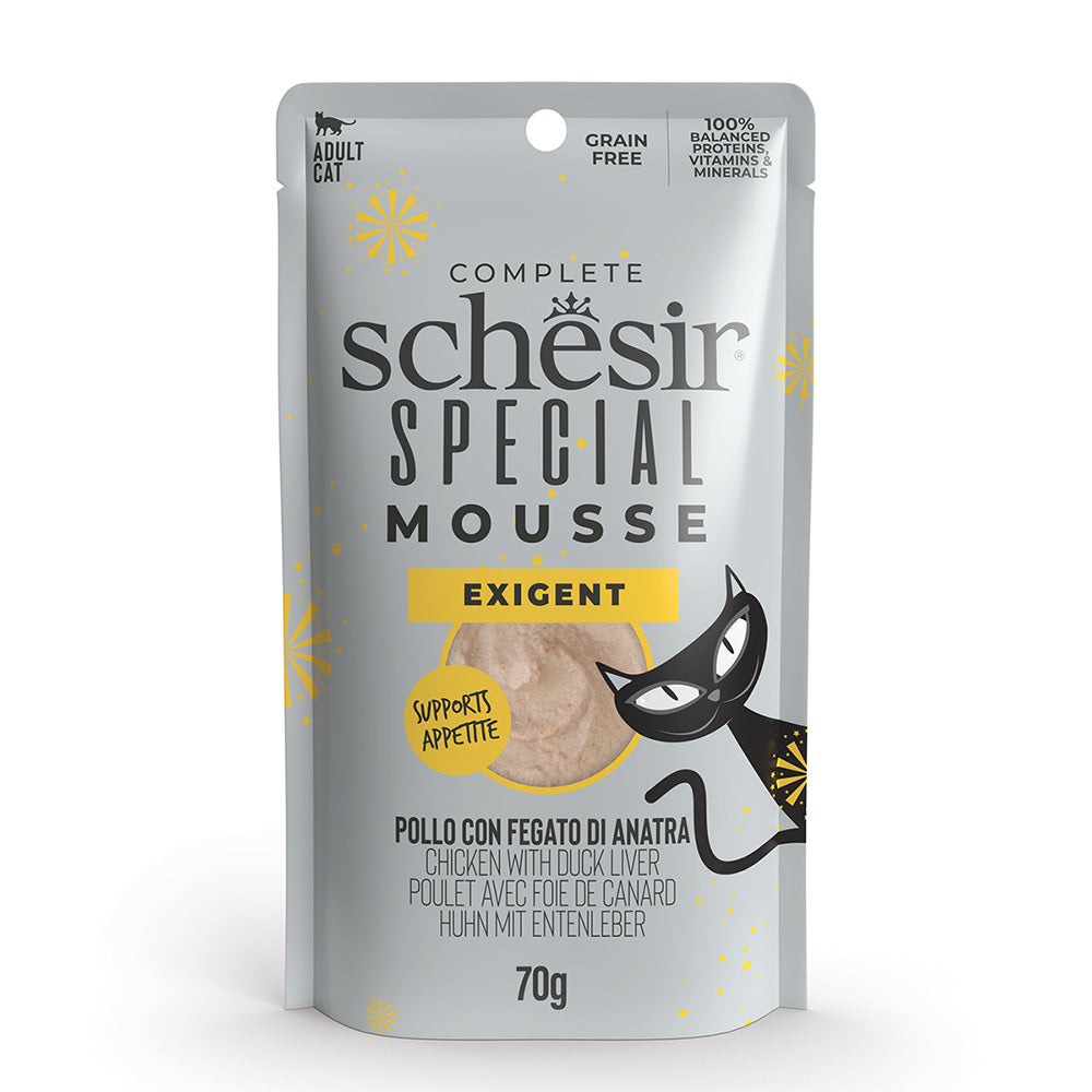 Schesir Exigent pollo con fegato di anatra in mousse 70g in busta.