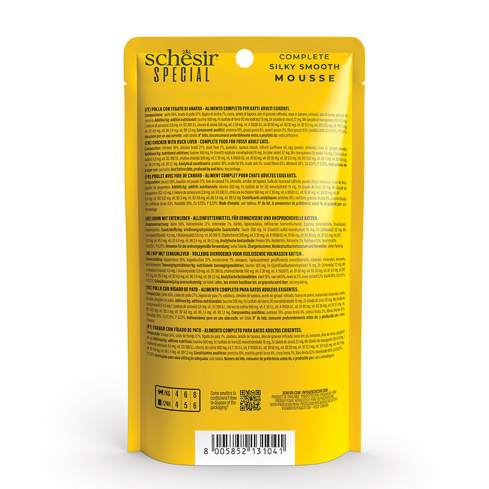 Schesir Exigent pollo con fegato di anatra in mousse 70g in busta.