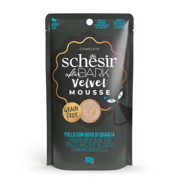 Schesir after dark Pollo con uovo di quaglia in mousse 80g in busta.