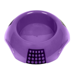 Purple pet bowl with a textured base on a white background
