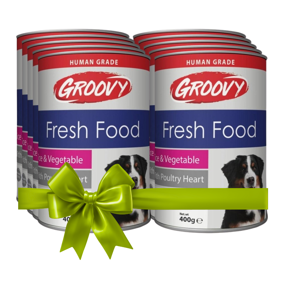 Buy 9 Get 1 Free Groovy Wet Food For dogs fresh food poultry heart 400g