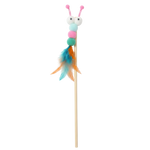 Doby Pet Caterpillar Cat Wand Toy with Pom-Poms & Rainbow Feathers