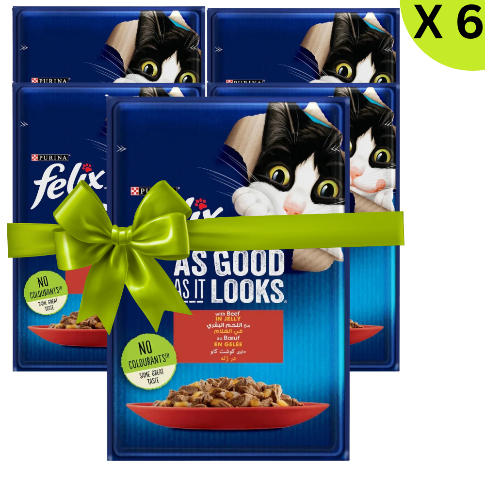 BUY 5 + 1 FREE Felix with Beef Wet Cat Food Pouch 85g Petfast.shop Felix Bundles Cat Exclude Food Wet Food petfast.shop Egypt PBU6009S Default Title 275.00