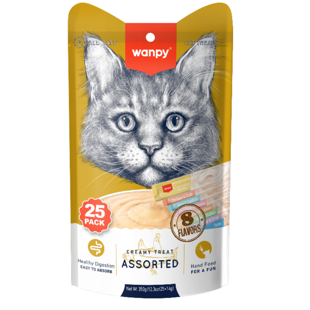 Wanpy Creamy Treat For all Cat Assorted 25 Pack 8 Flavors Petfast.shop Wanpy Cat Food Liquid Treat Treats petfast.shop EgyptDefault Title 750.00