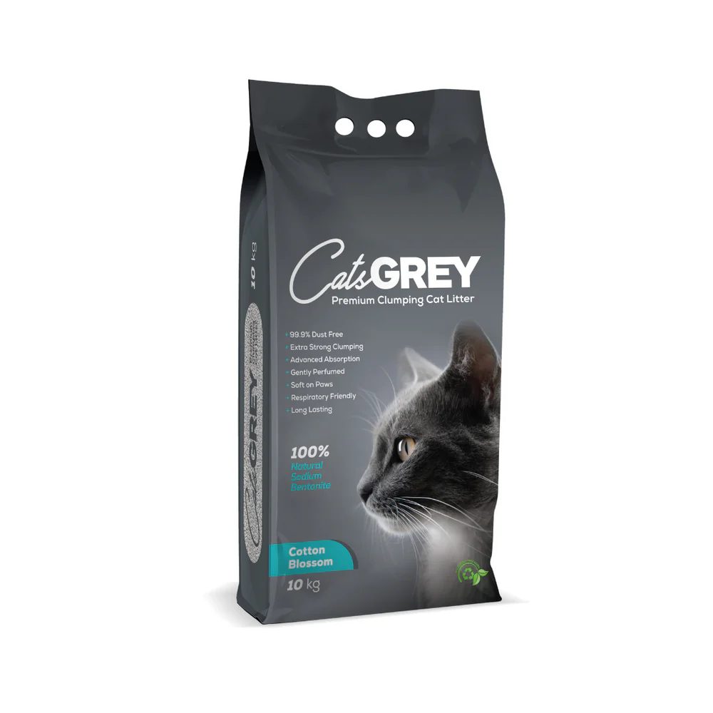 CAT.S GREY CAT LITTER CLUMPING COTTON BLOSSOM 10 KG.