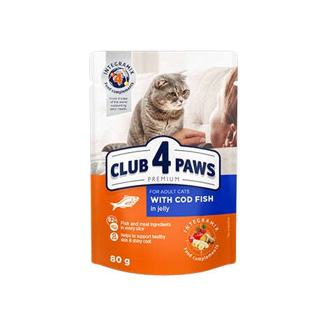 Club 4 Paws Cat Wet Food Cod Fish Jelly Pouch 80g.