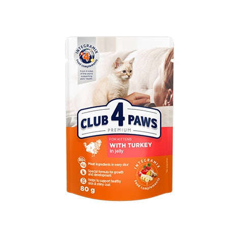 Club 4 Paws Kitten Wet Food Turkey Jelly Pouch 80g.