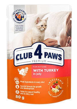 Club 4 Paws Kitten Wet Food Turkey Jelly Pouch 80g.