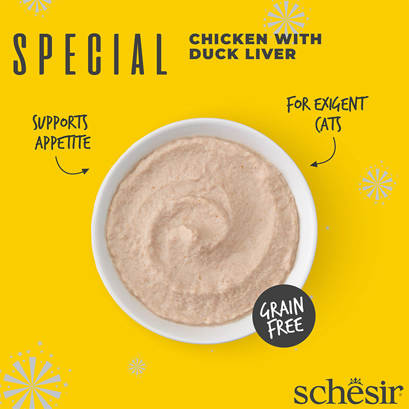 Schesir Exigent pollo con fegato di anatra in mousse 70g in busta.