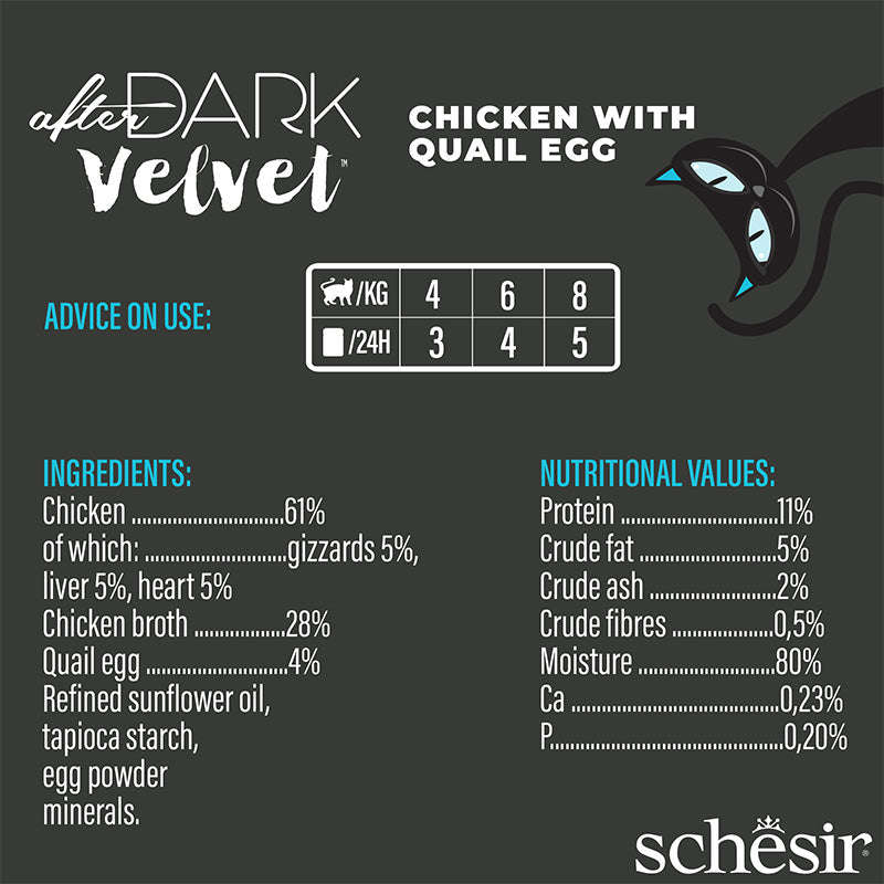 Schesir after dark Pollo con uovo di quaglia in mousse 80g in busta.