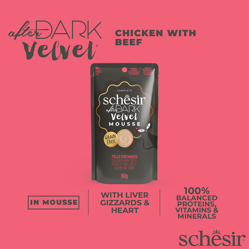 Schesir after dark Pollo con manzo in mousse 80g in busta.