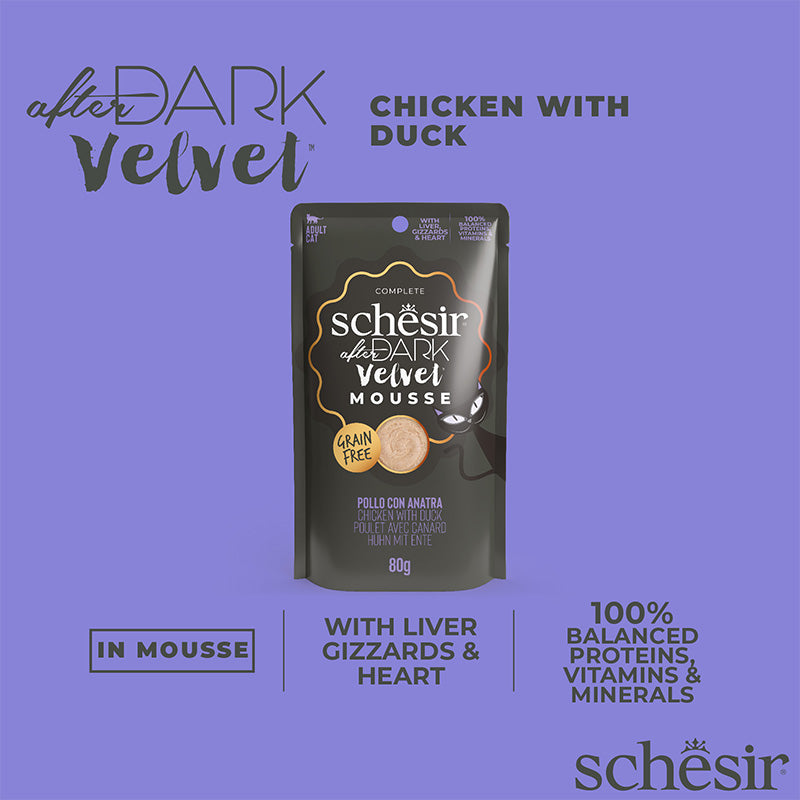 Schesir after dark Pollo con anatra in mousse 80g in busta.