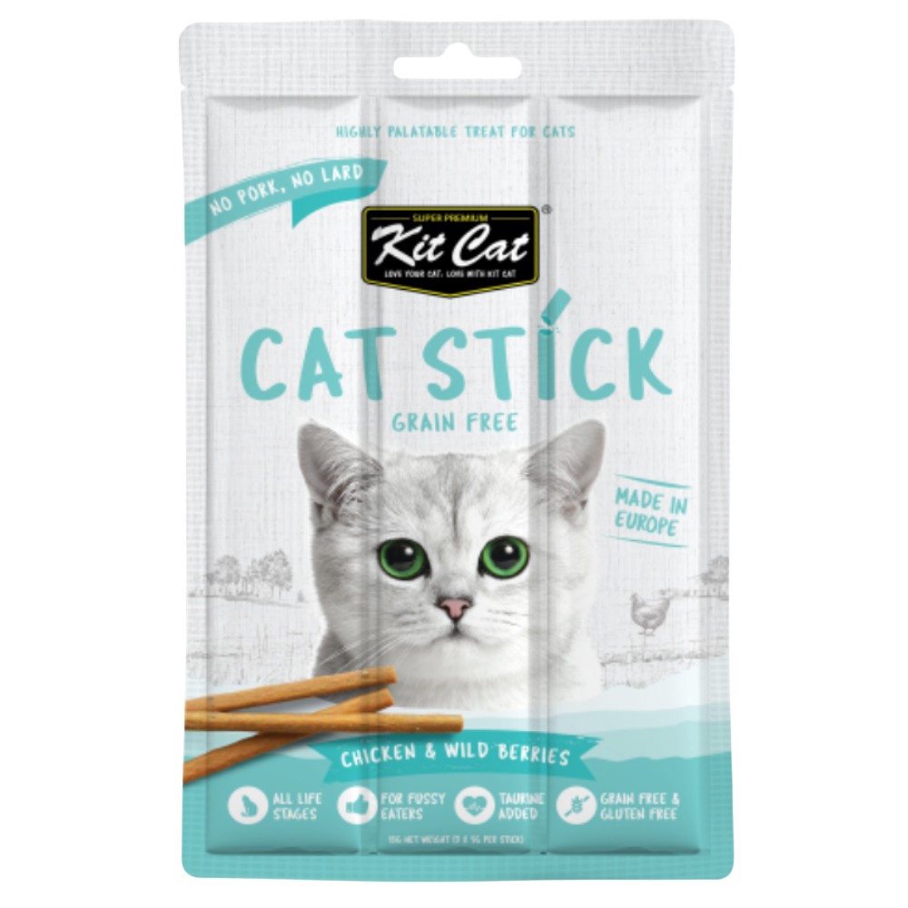 Kit Cat Grain Free Cat Stick Chicken & Wild Berries 3 Sticks 15g Petfast.shop Kit Cat Cat Chewy Treat Treats petfast.shop Egypt 145.00