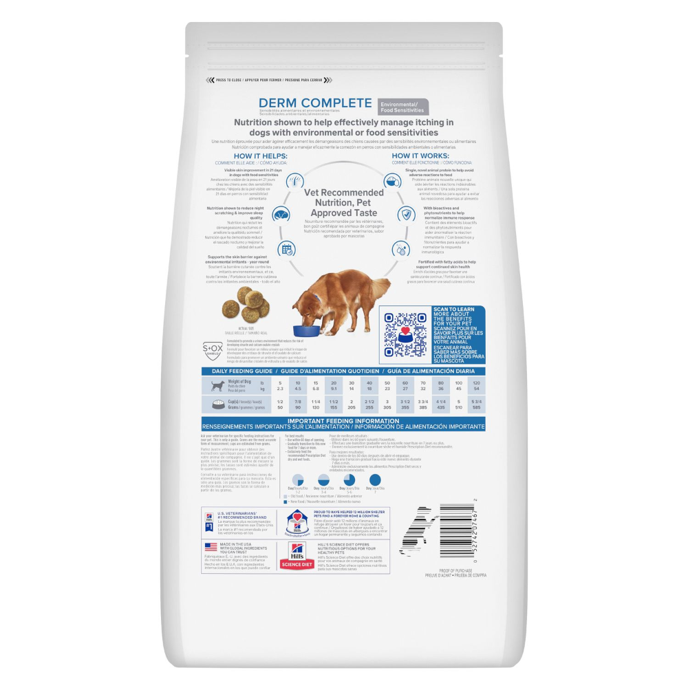Hill's Prescription Diet Derm Complete Dry Food for Mini Breed Adult Dogs 4 kg.