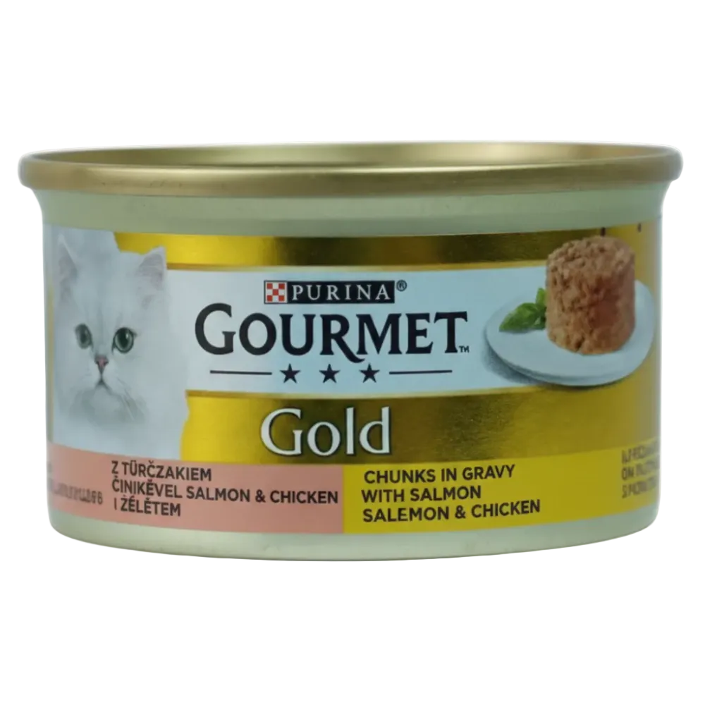 GOURMET PURINA GOLD WITH SALMON and CHICKEN 85 GR.