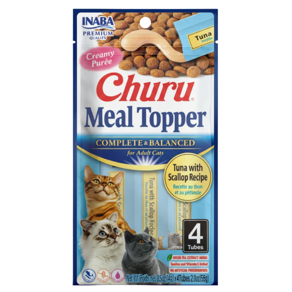 Churu Meal Topper Tuna with Scallop Recipe For Cats Tubes 56g.