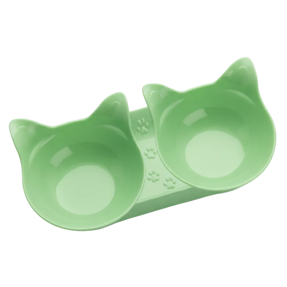 Pet Cat Head Double Bowl Petfast.shop Generic Bowls & Feeders Cat Kitten Supplies petfast.shop EgyptGreen 140.00