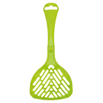 Green plastic spatula on a white background