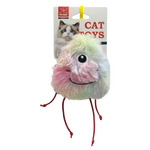 Cat toy with colorful plumage and red legs on a white background, branded as 'Nunbell'.