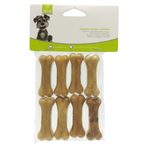 Pack of dog bone-shaped toys with packaging on a white background