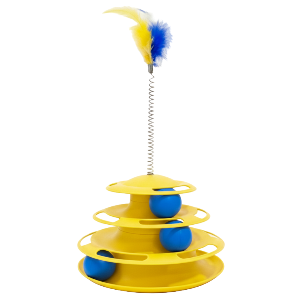 Tumbler Wheel Cat Toy 3 Floor with feather.