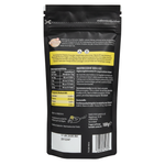 Black coffee packaging with text and a yellow label on a white background