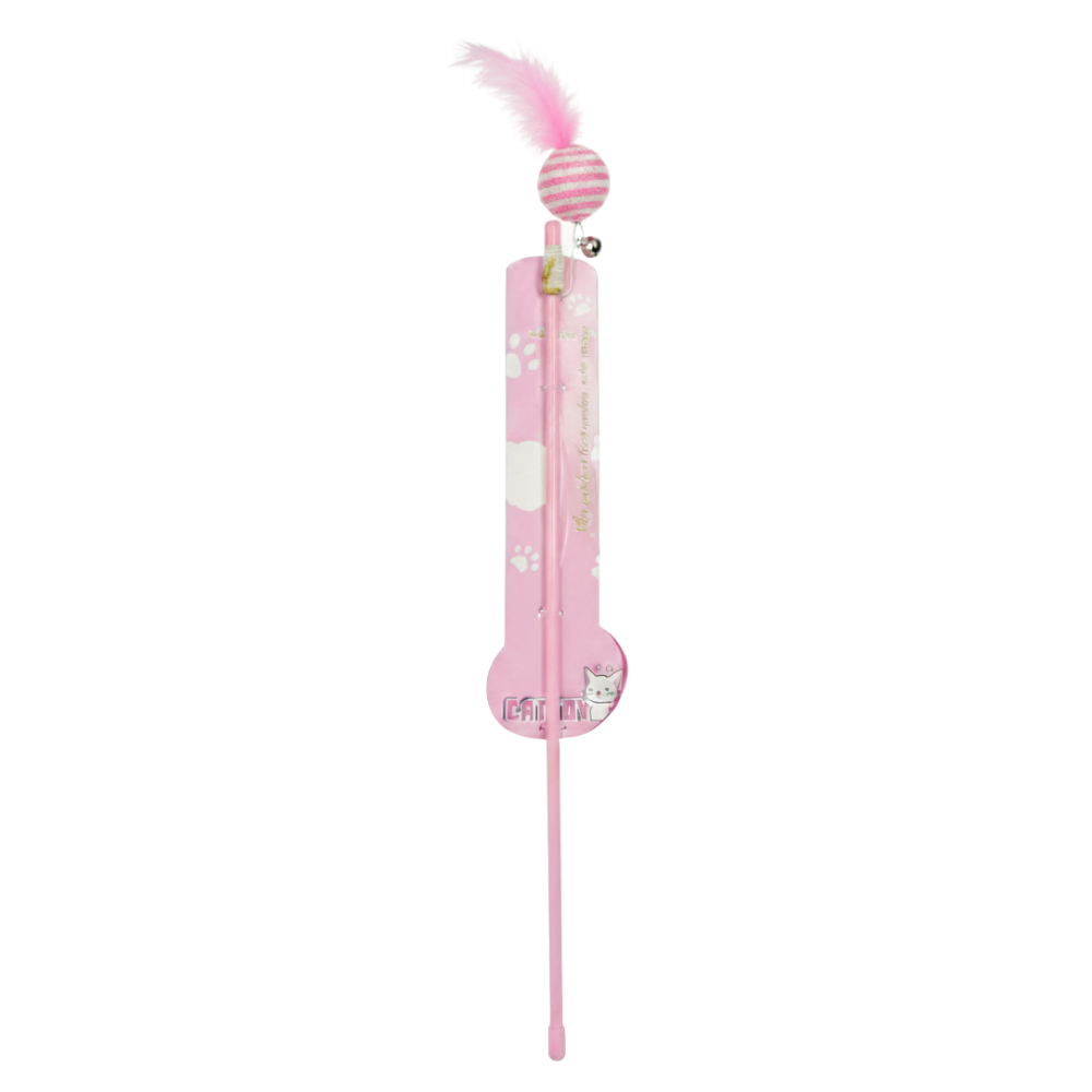 Pink toy with a fluffy tail on a white background