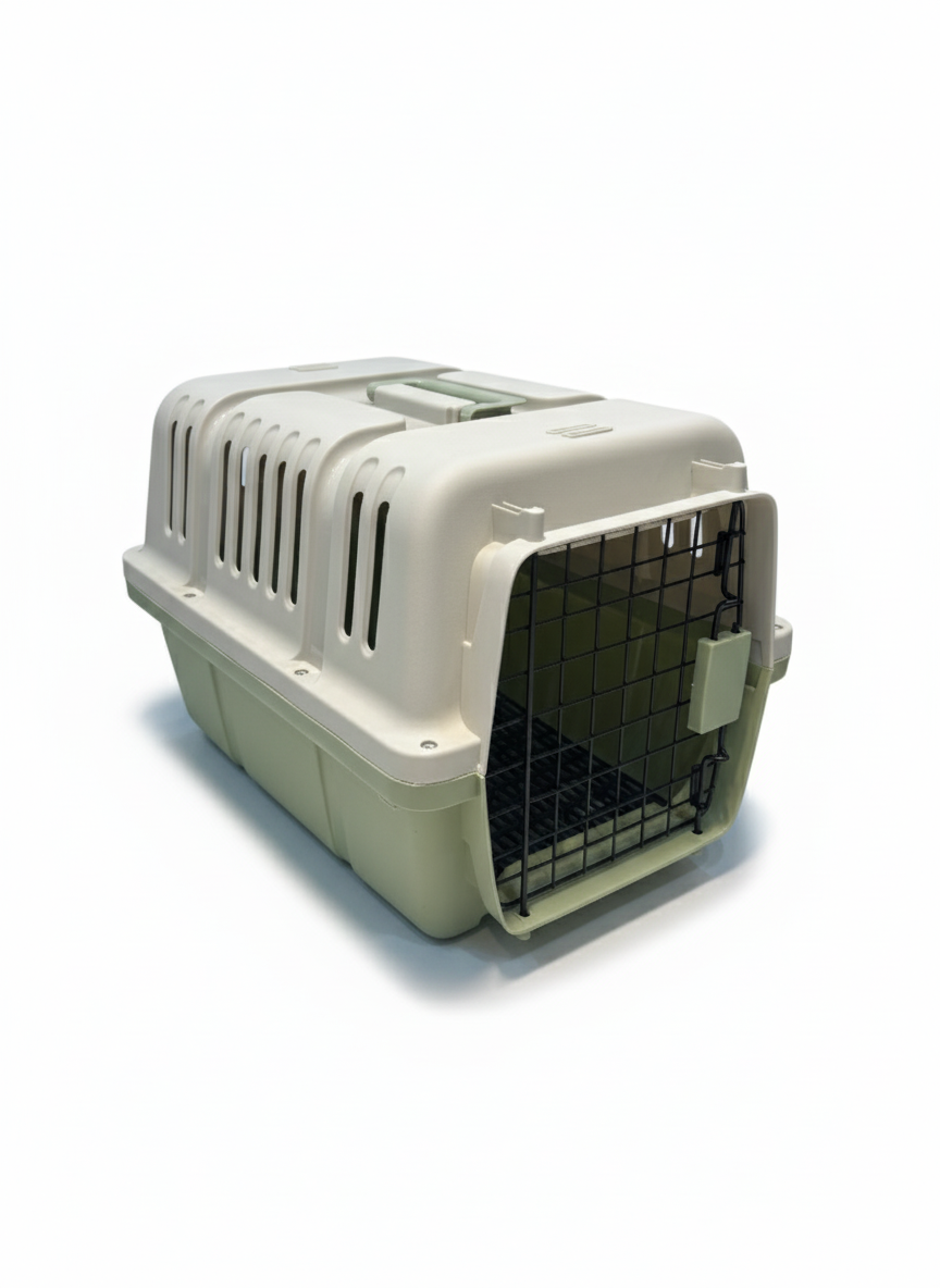 Naomi Pet Crate Green- With Bowl and Plastic Pad 50*34.5*34cm.