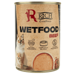 Can of Rich Excellence Wetfood Beef for cats on a white background