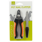 Pet nail clipper with orange handles on a white background
