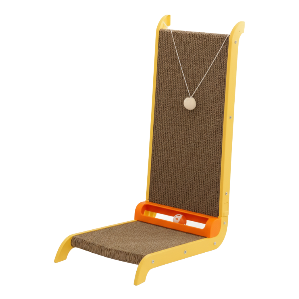 Jewelry display stand with brown textured surface and orange base on a white background