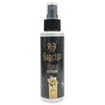 Pet perfume bottle labeled 'Narciso' by Dogzy on a white background