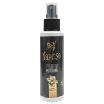 Pet perfume bottle labeled 'Narciso' by Dogzy on a white background