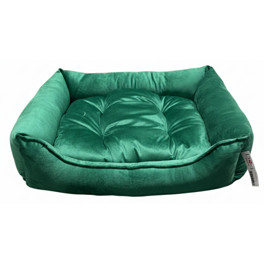 Green pet bed on a white background