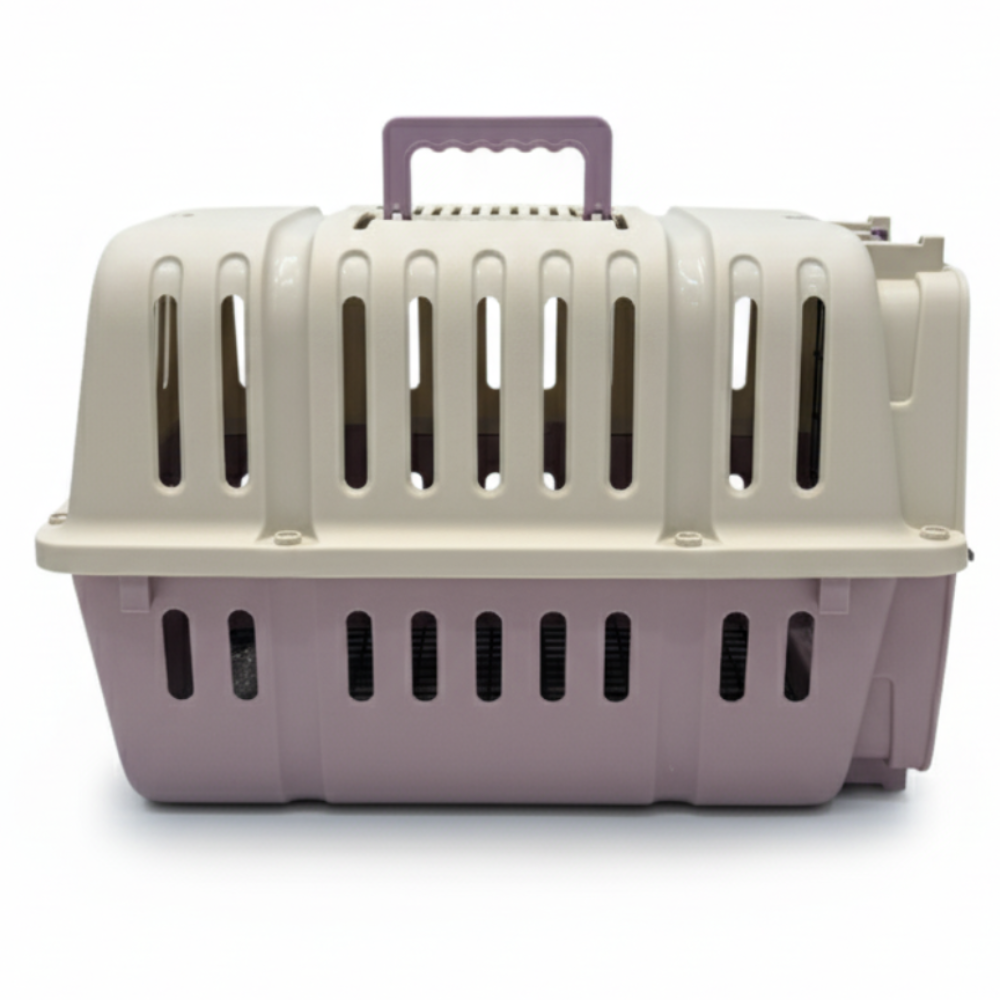 Pet carrier with a handle on a white background